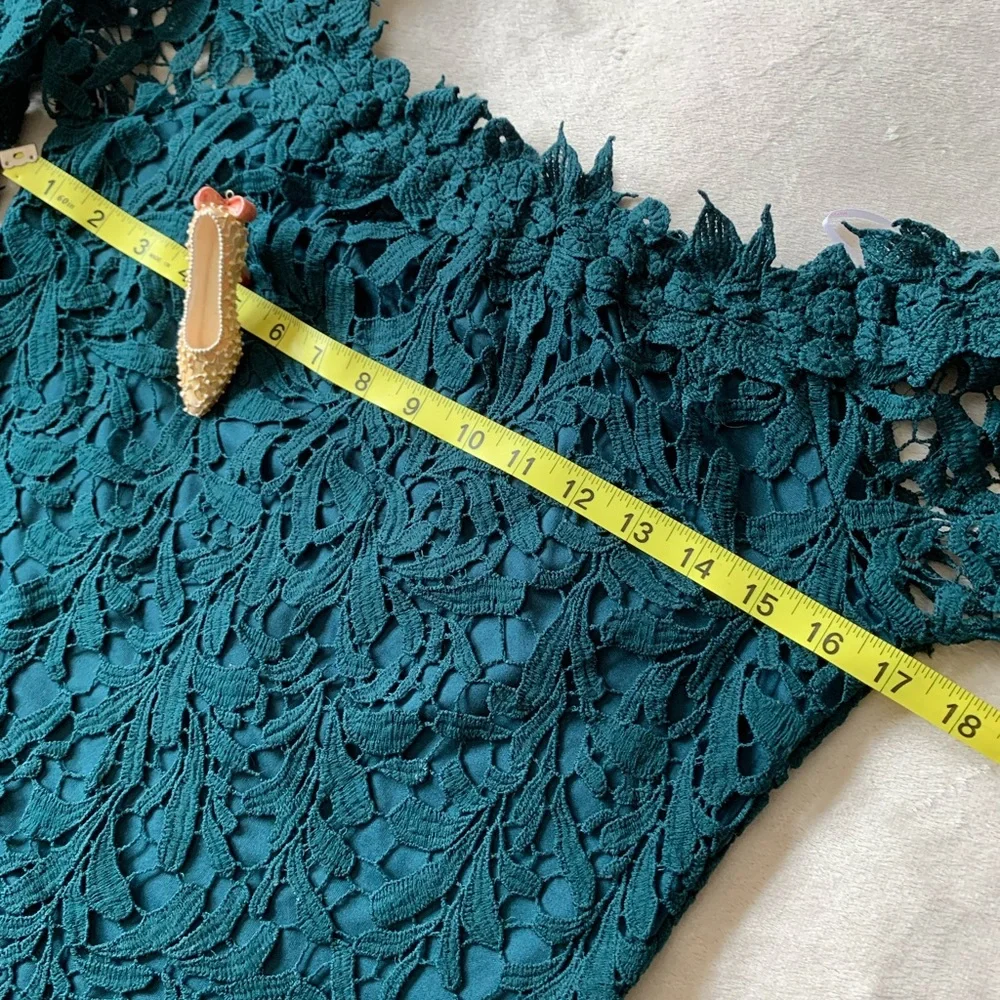 A’GACI deep teal sexy lace ladies size SMALL bell sleeve top LNWOT